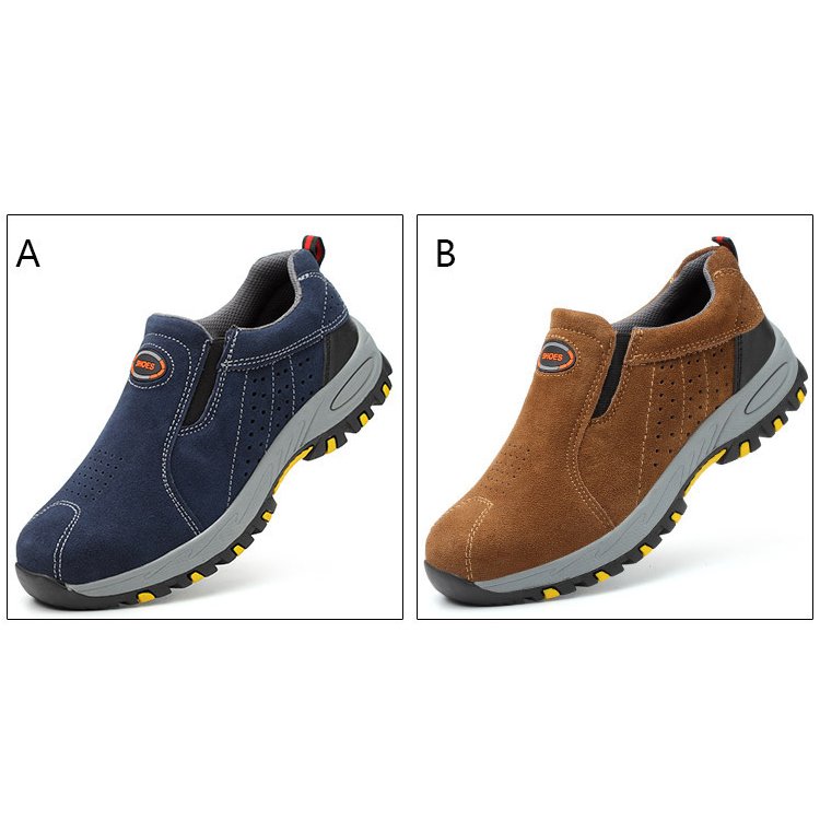 High Top Genuine All Leather Mens Work Safety Shoes Construction Martin Boots for Men Women - Anti-Smashing Steel Toe Puncture-P