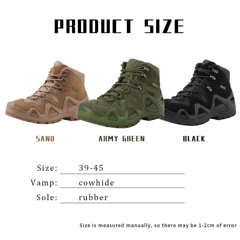 OBSHORSE Black Outdoor Climbing Hiking Boot shoes Tactical Boots