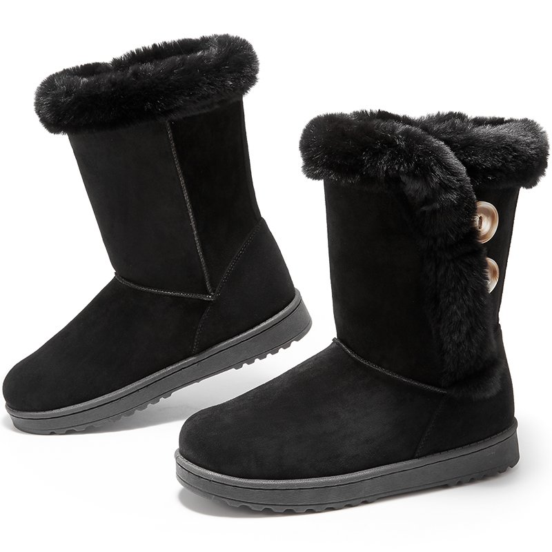 Hot selling winter leather boots ankle shoes woman fashion fur winter boots for women