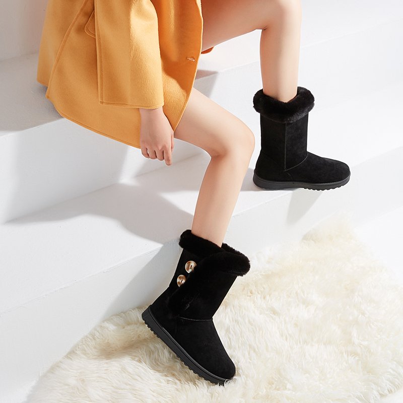 Hot selling winter leather boots ankle shoes woman fashion fur winter boots for women