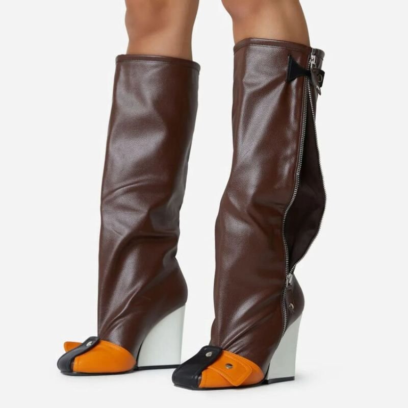 2024 New Wedge Heel Zipper Fashion Ankle Women's Boots for Winter and Autumn