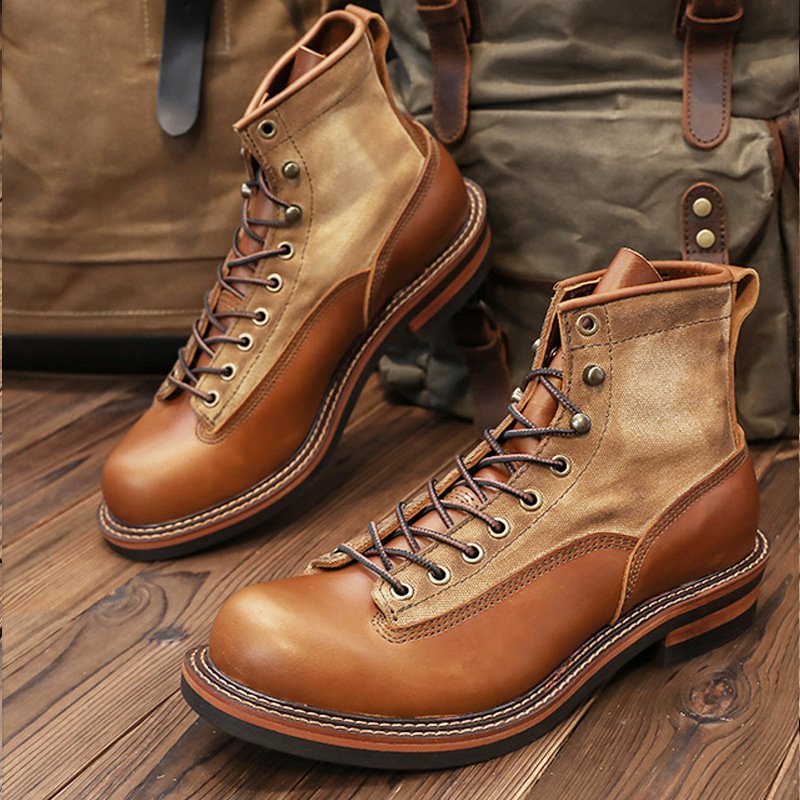 Locomotive wind work boots autumn and winter cattle leather boots boots for men shoes leather
