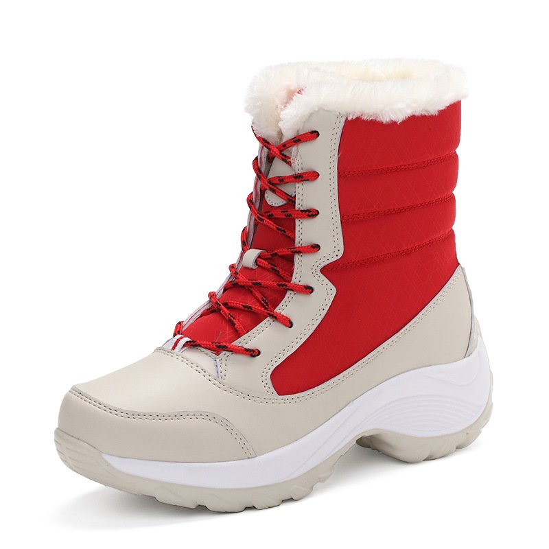 Winter Comfortable Warm Mid-boots Lightweight Lace-up Thick-soled Women's Boots Non-slip Fashion Shopping Heightening Snow Boots