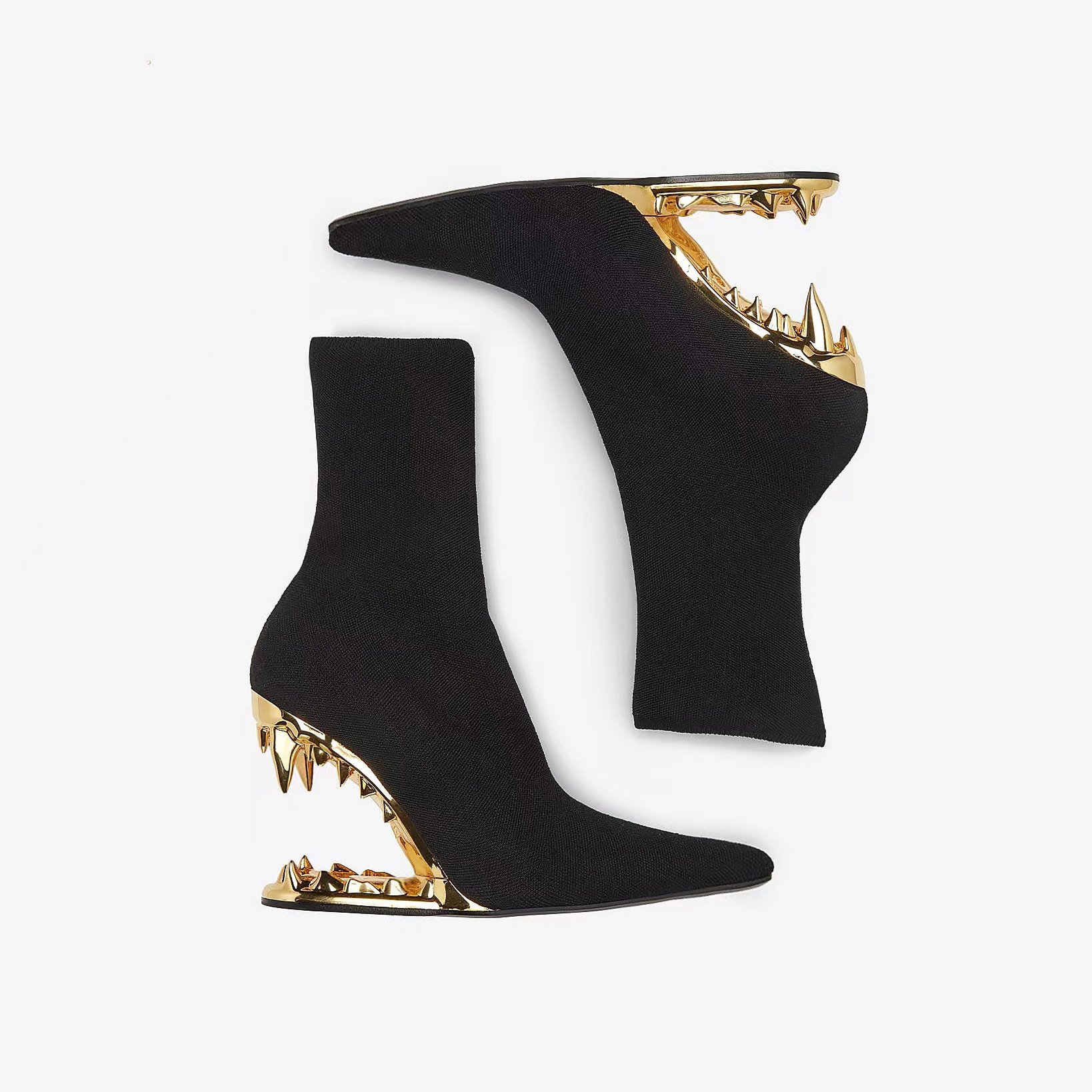 Unique tiger mouth shape heel Sexy Metal wedge heel Boots for ladies 2023 new brand design Women pointed Ankle sock boots