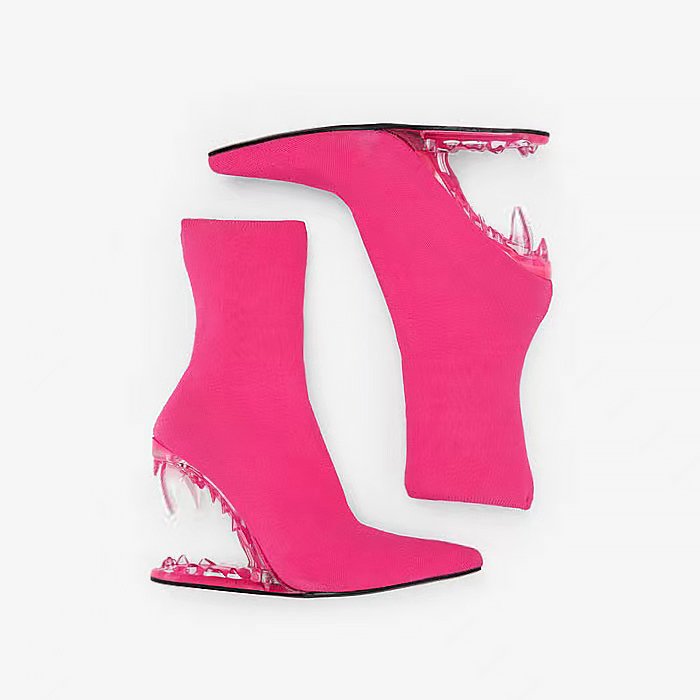 Unique tiger mouth shape heel Sexy Metal wedge heel Boots for ladies 2023 new brand design Women pointed Ankle sock boots
