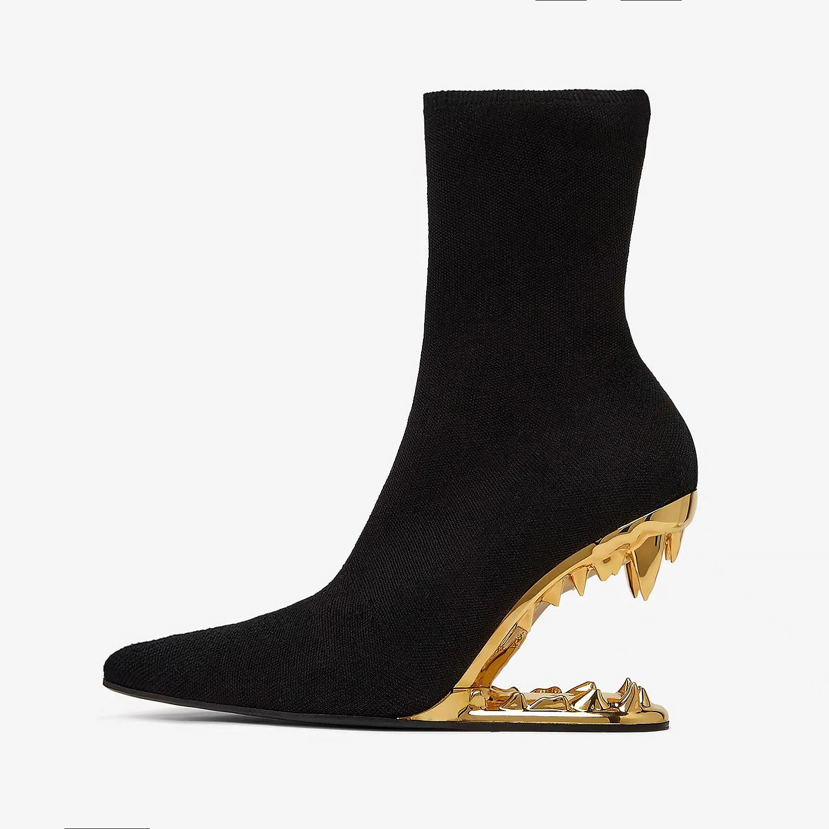 Unique tiger mouth shape heel Sexy Metal wedge heel Boots for ladies 2023 new brand design Women pointed Ankle sock boots
