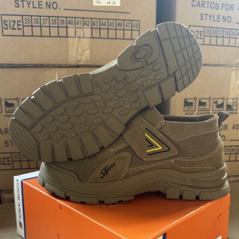 LIGHT BEARER 776 Genuine Leather Breathable Steel Toe Safety Shoes Welding Electric Work Boots Good Slip and Oil Resistance