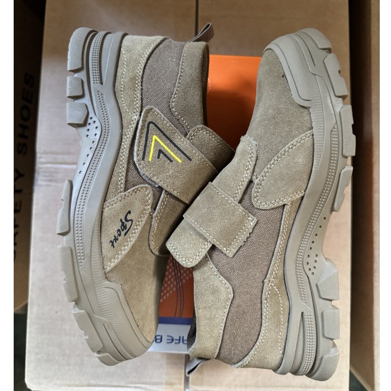 LIGHT BEARER 776 Genuine Leather Breathable Steel Toe Safety Shoes Welding Electric Work Boots Good Slip and Oil Resistance