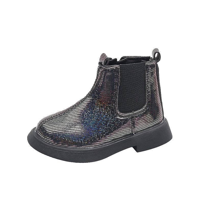 girls glitter ankle side zipper comfortable dress booties lug sole snow boots for kids