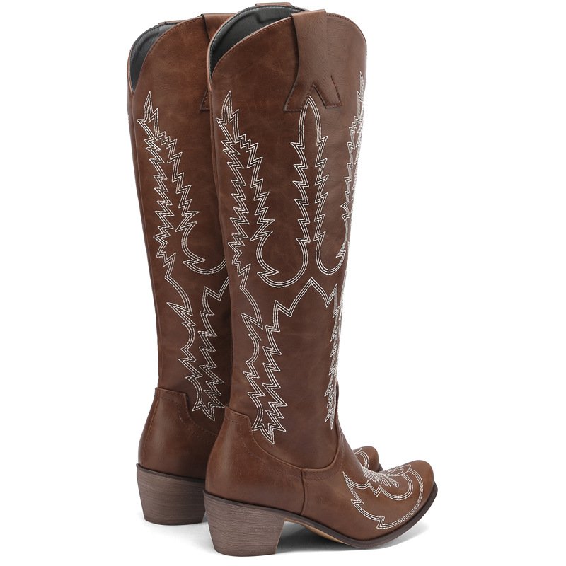 Fashion Improvement Knee High Boots Large Size Women Wedge Boots 2022 New Trend Exquisite Embroidery Western Cowboy Boots