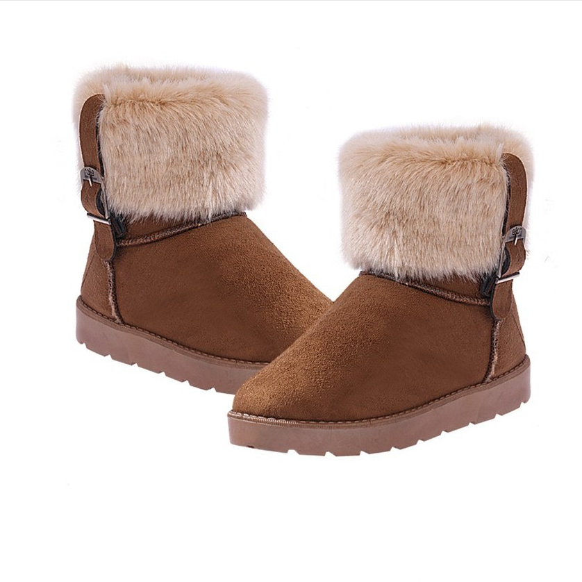 Wholesale wool boots women fur one shoes winter casual waterproof one shoes fashion flat shoes