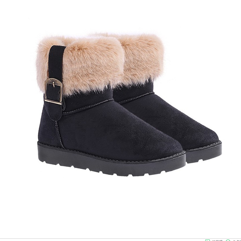 Wholesale wool boots women fur one shoes winter casual waterproof one shoes fashion flat shoes