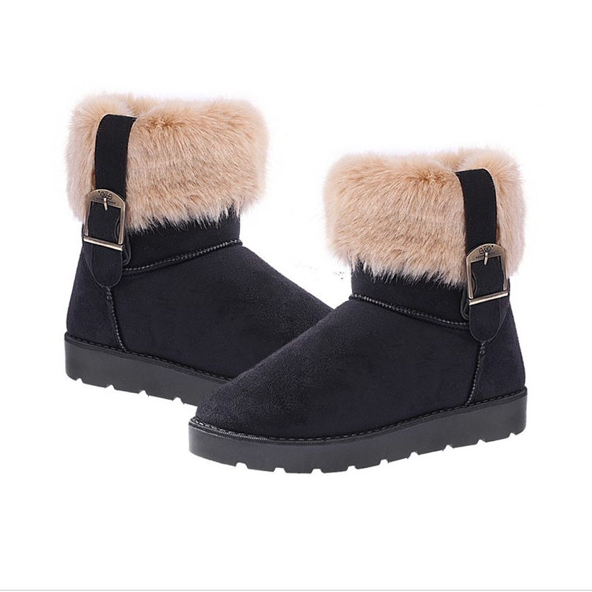 Wholesale wool boots women fur one shoes winter casual waterproof one shoes fashion flat shoes