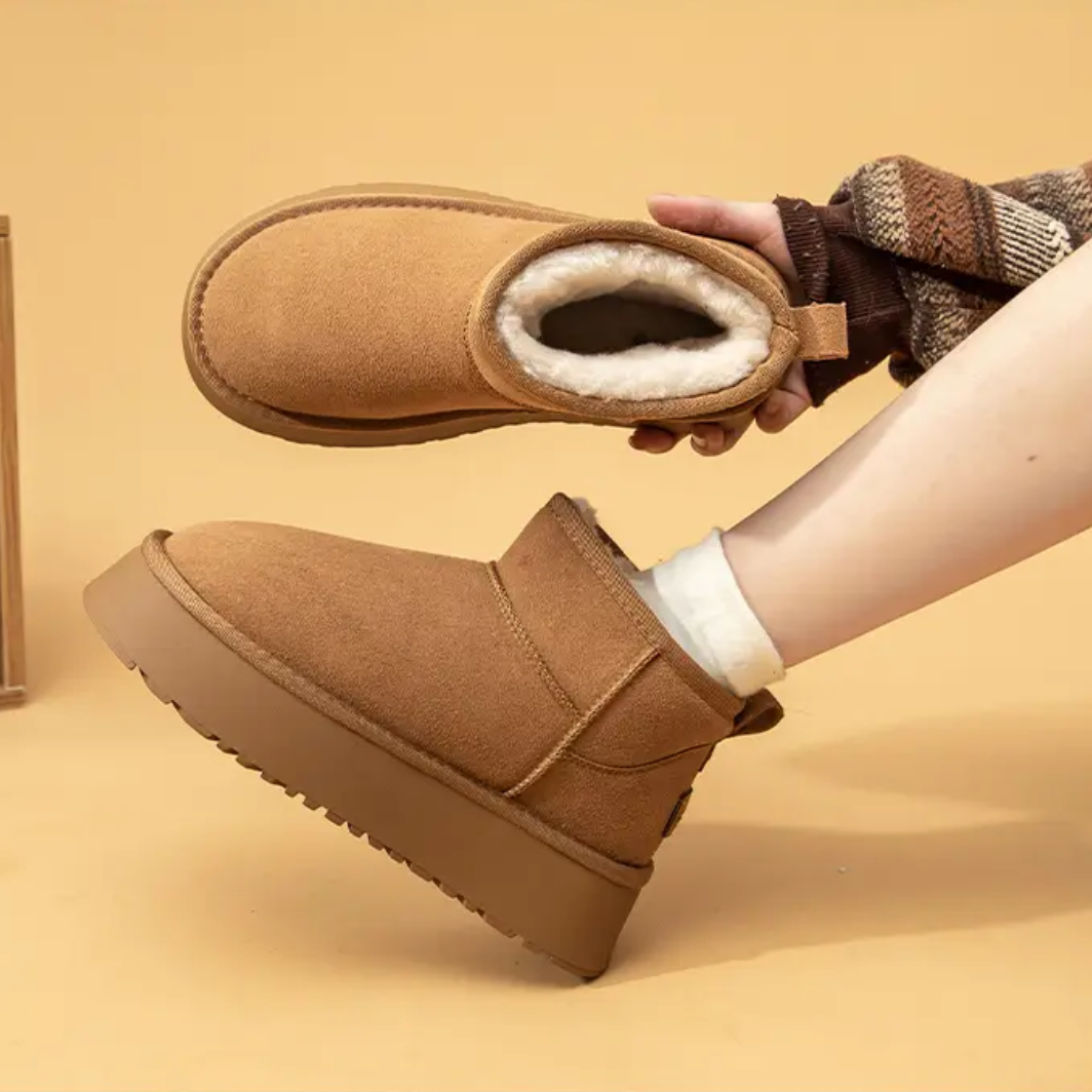 Original high-quality genuine leather boots Custom LOGO Thick bottomed sheepskin wool keep warm Winter woman snow boots