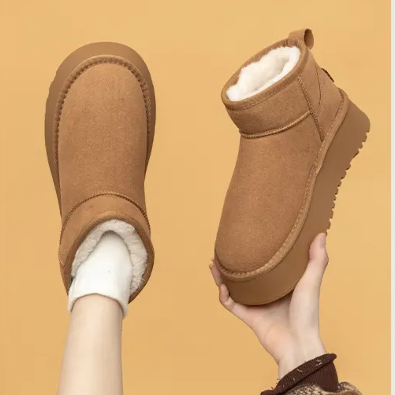 Original high-quality genuine leather boots Custom LOGO Thick bottomed sheepskin wool keep warm Winter woman snow boots