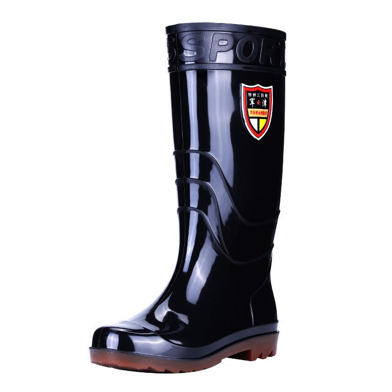 Fishing boots non-slip Men's rain boots round toe wedge Wear-resistant plastic water-proof rain boots