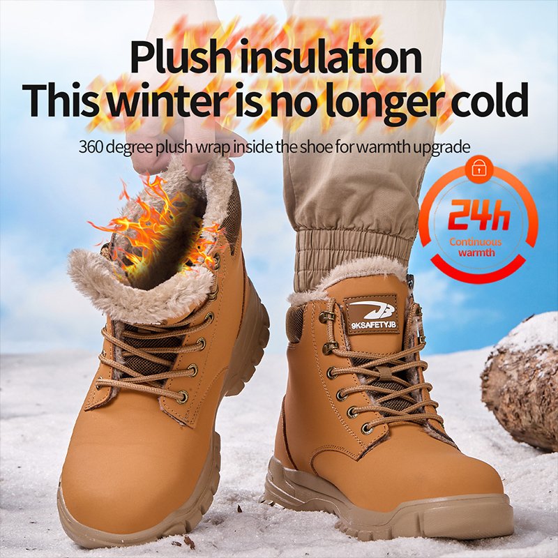 New men's anti smashing and anti stabbing work boots, warm labor protection shoes, boots, tactical safety boots