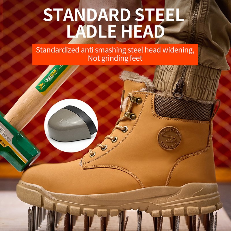 New men's anti smashing and anti stabbing work boots, warm labor protection shoes, boots, tactical safety boots
