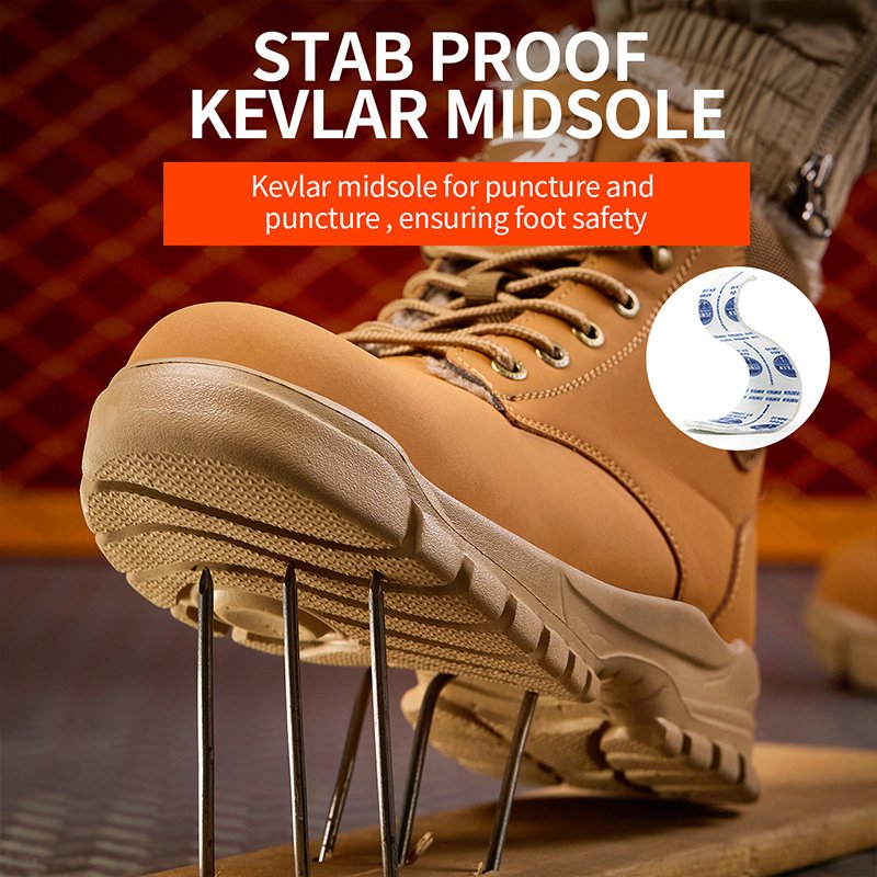 New men's anti smashing and anti stabbing work boots, warm labor protection shoes, boots, tactical safety boots