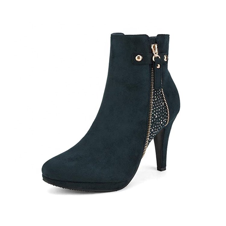 Women Custom Boots Manufacturer Winter Sexy Thin Heel Gold Chain Women High Heel Booties Custom Pointy Toe Ankle Boots For Women
