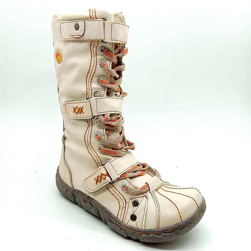 Wholesale Winter Outdoor Flat Hiking Women's Shoes Gothic Thick-Soled High-Top Leather Boots