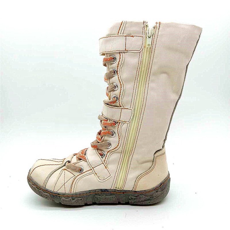 Wholesale Winter Outdoor Flat Hiking Women's Shoes Gothic Thick-Soled High-Top Leather Boots