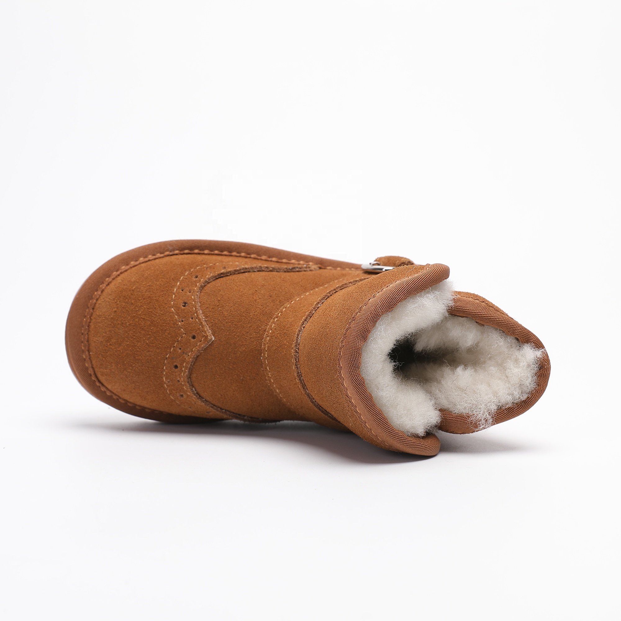 Toddler Girls Suede Leather Winter Boots Warm Fur Lining Non-Slip Snow Shoes for Kids