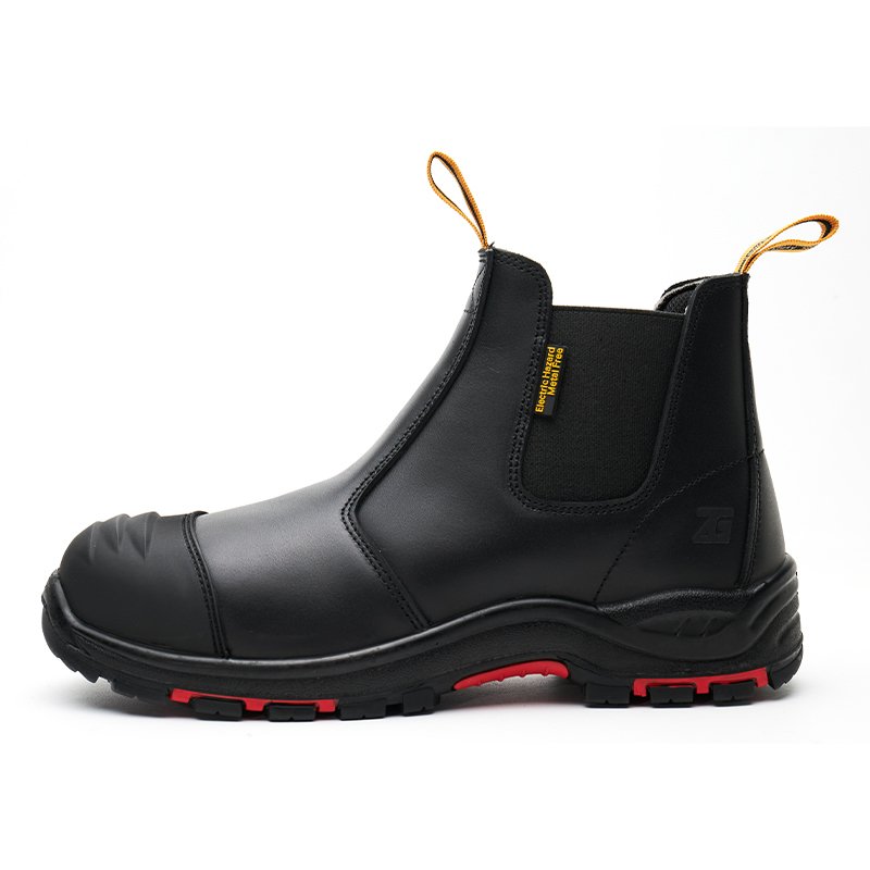 Waterproof Chelsea Industrial Safety Boots Black Genuine Leather Anti-puncture Work Shoes for Men