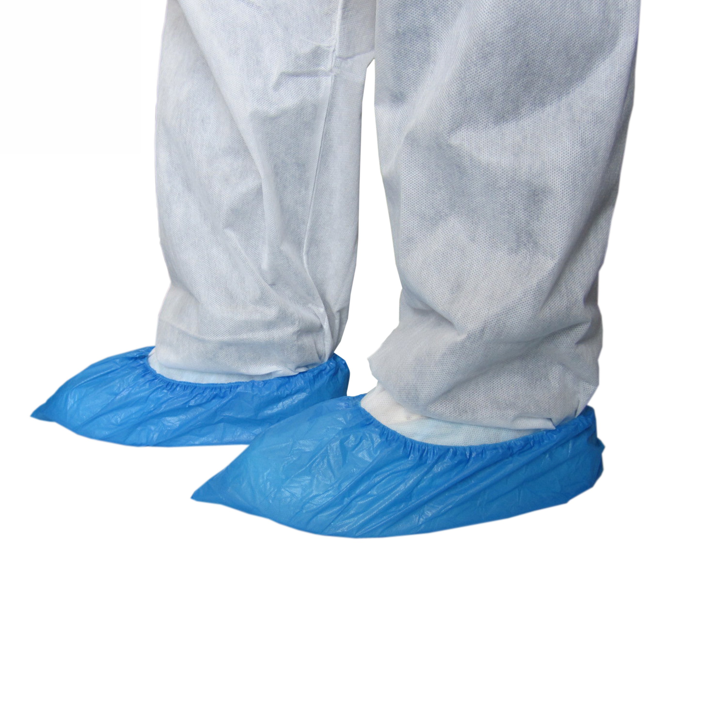 Wholesale Unisex Adult Disposable Waterproof CPE Plastic Rain Boots with Nonwoven Lining Shoe Cover