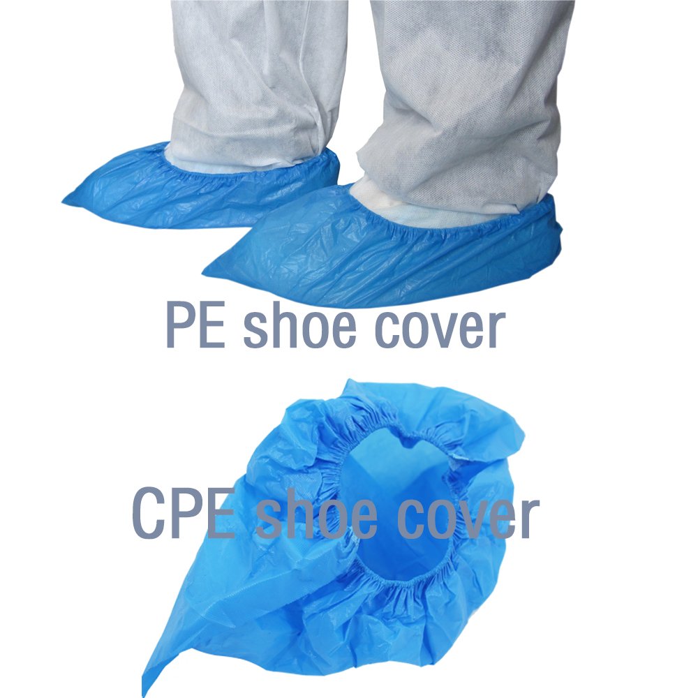 Wholesale Unisex Adult Disposable Waterproof CPE Plastic Rain Boots with Nonwoven Lining Shoe Cover