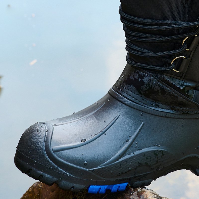 Winter waterproof steel nail out sole snow shoes boots Men's new fishing plush thick lining shoes boots