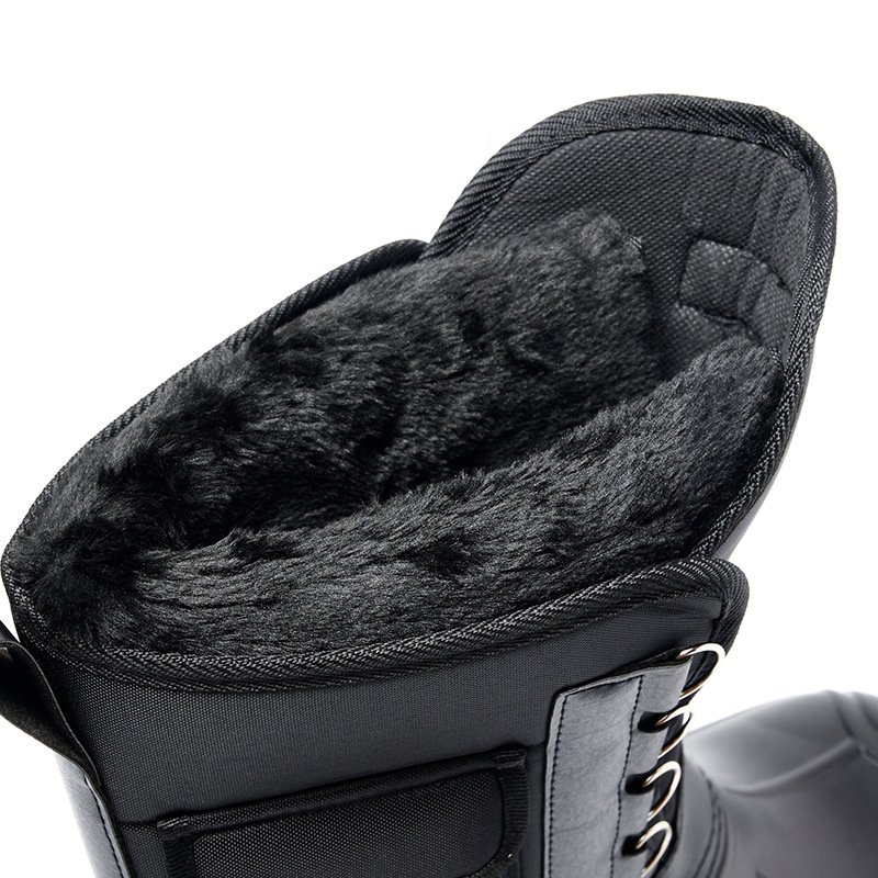 Winter waterproof steel nail out sole snow shoes boots Men's new fishing plush thick lining shoes boots