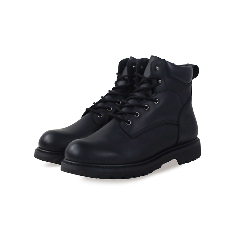 Men's Anti-Smash Leather Work Boots Black Steel Toe Safety Shoes for Summer and Winter Outdoor Use