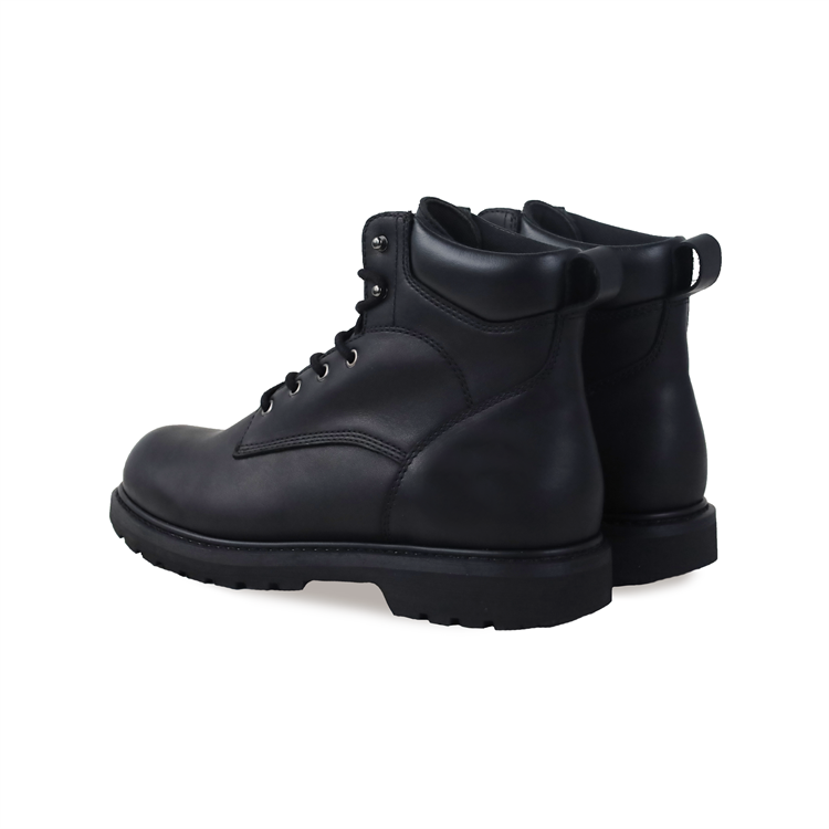 Men's Anti-Smash Leather Work Boots Black Steel Toe Safety Shoes for Summer and Winter Outdoor Use