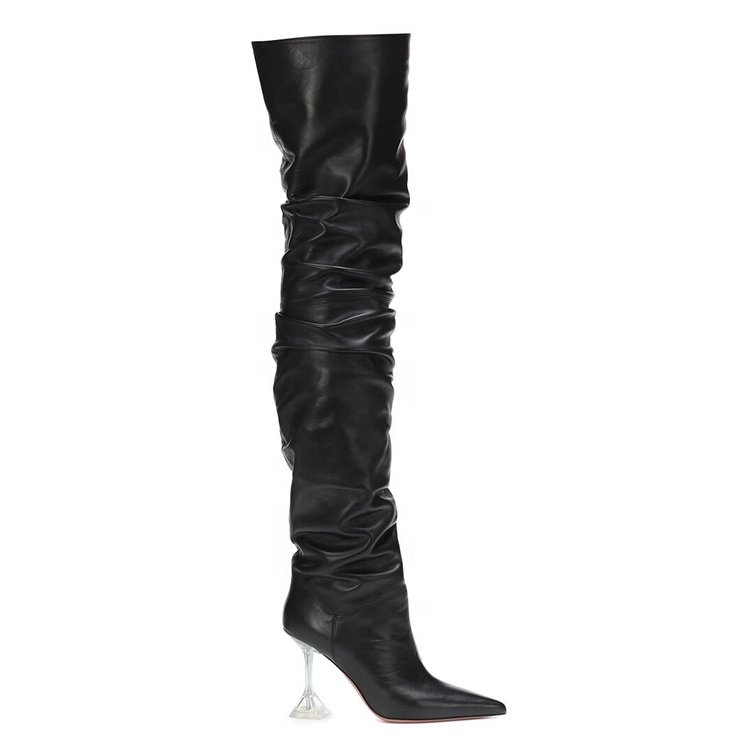 Fashion special clear heel winter lady long shoes women over the knee boots