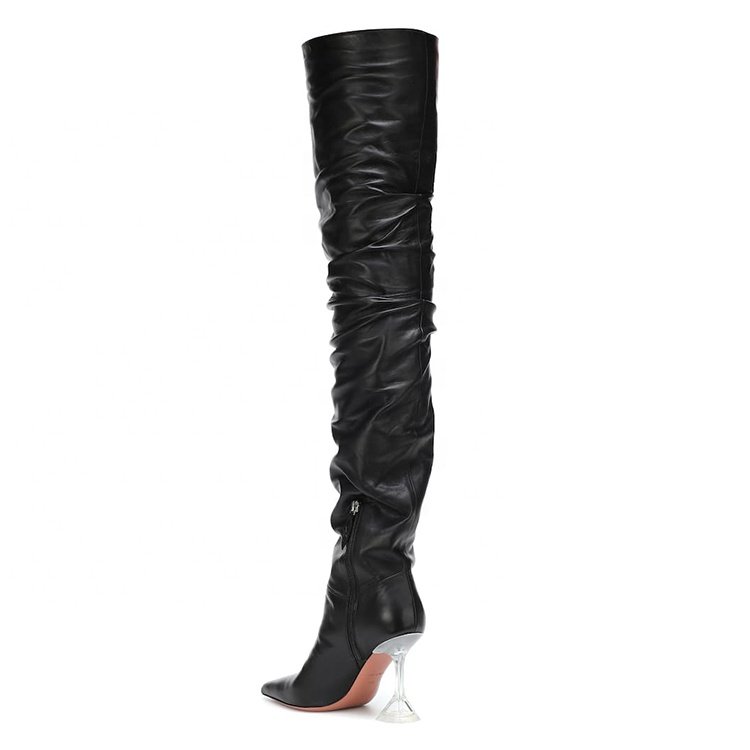 Fashion special clear heel winter lady long shoes women over the knee boots