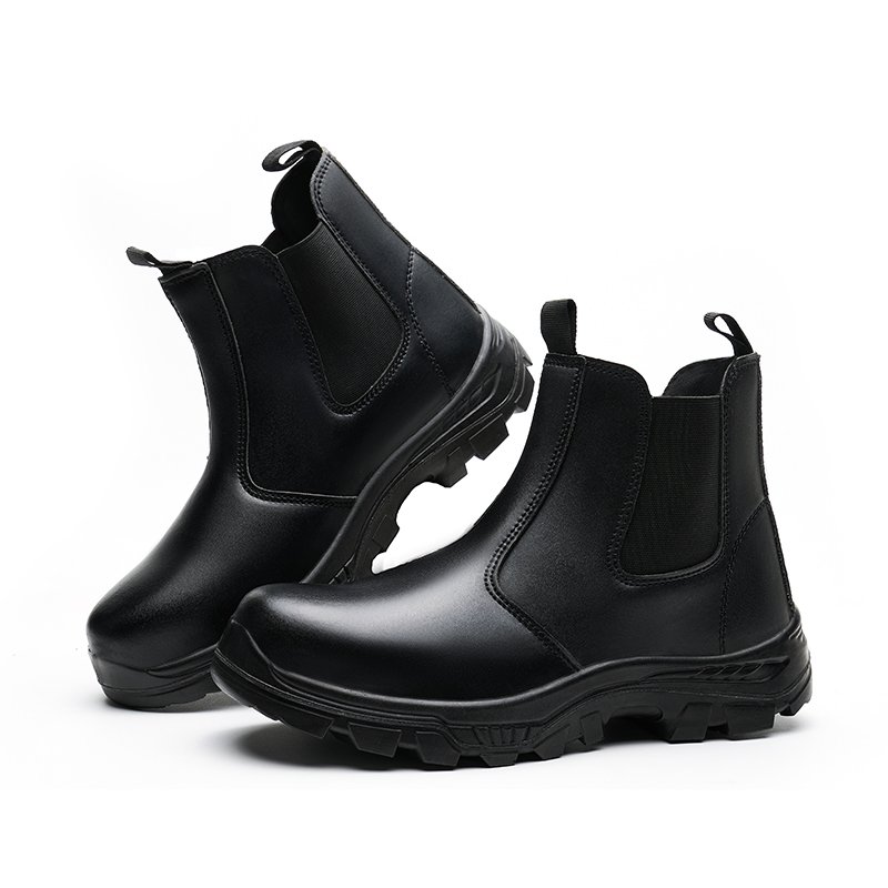 Waterproof Safety Boot Chelsea Black Genuine Leather , welding safety boot anti-smash