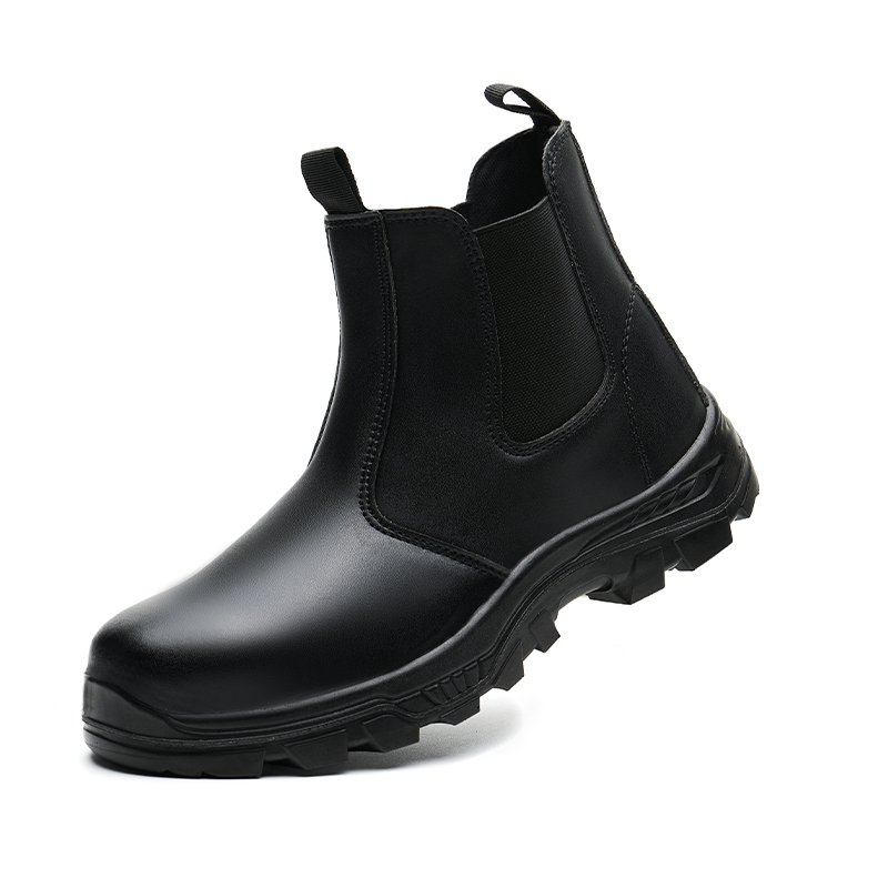 Waterproof Safety Boot Chelsea Black Genuine Leather , welding safety boot anti-smash