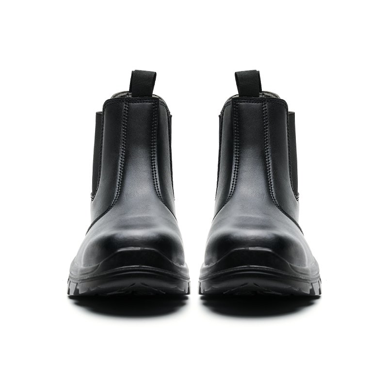 Waterproof Safety Boot Chelsea Black Genuine Leather , welding safety boot anti-smash