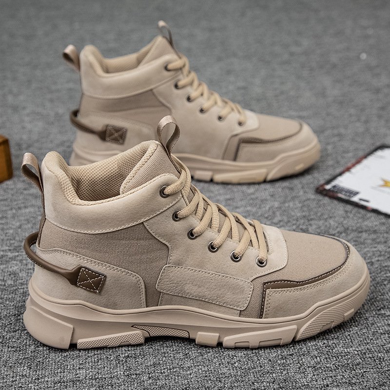 Alisa Fashion Trend Boots For Men High-top Outdoor Boots Lace-up Martin Boots Men Booties Shoes
