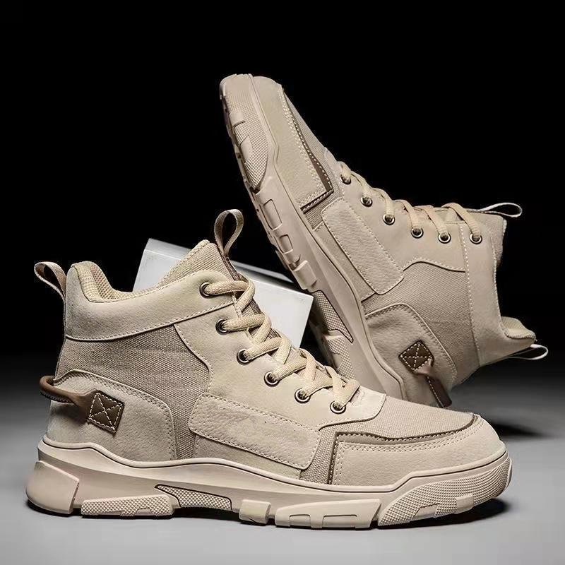 Alisa Fashion Trend Boots For Men High-top Outdoor Boots Lace-up Martin Boots Men Booties Shoes