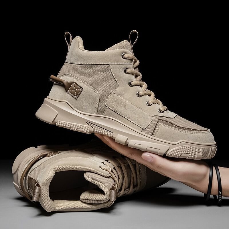 Alisa Fashion Trend Boots For Men High-top Outdoor Boots Lace-up Martin Boots Men Booties Shoes