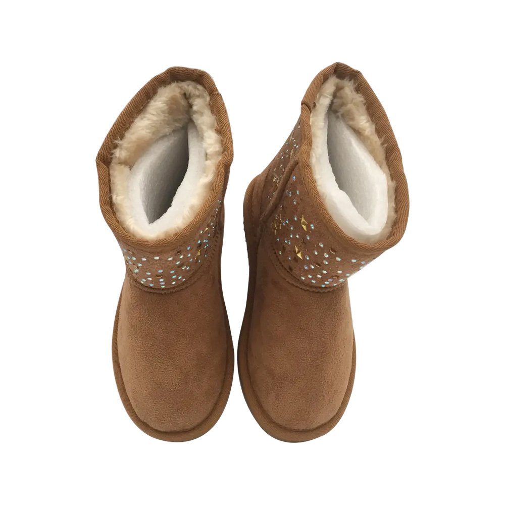 Comfy Girls Fashion Winter Anti-slip Boots Micro Suede Warm Faux Fur Lined Durable Snow Ankle Boots