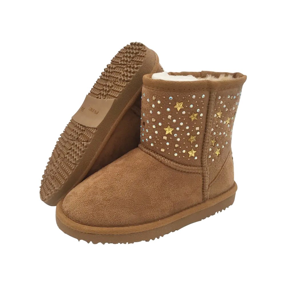Comfy Girls Fashion Winter Anti-slip Boots Micro Suede Warm Faux Fur Lined Durable Snow Ankle Boots