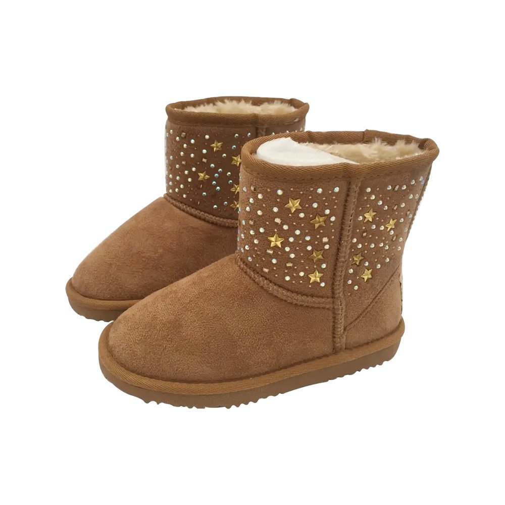 Comfy Girls Fashion Winter Anti-slip Boots Micro Suede Warm Faux Fur Lined Durable Snow Ankle Boots