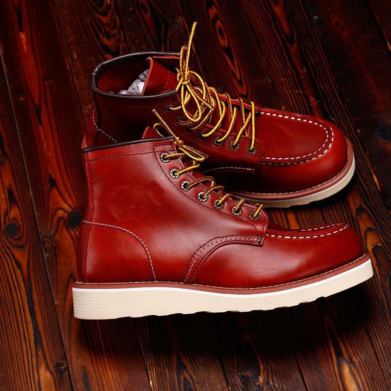 Second layer cowskin leather 8875 tooling boots leather goodyear welted motor retro paratrooper men's boots shoes