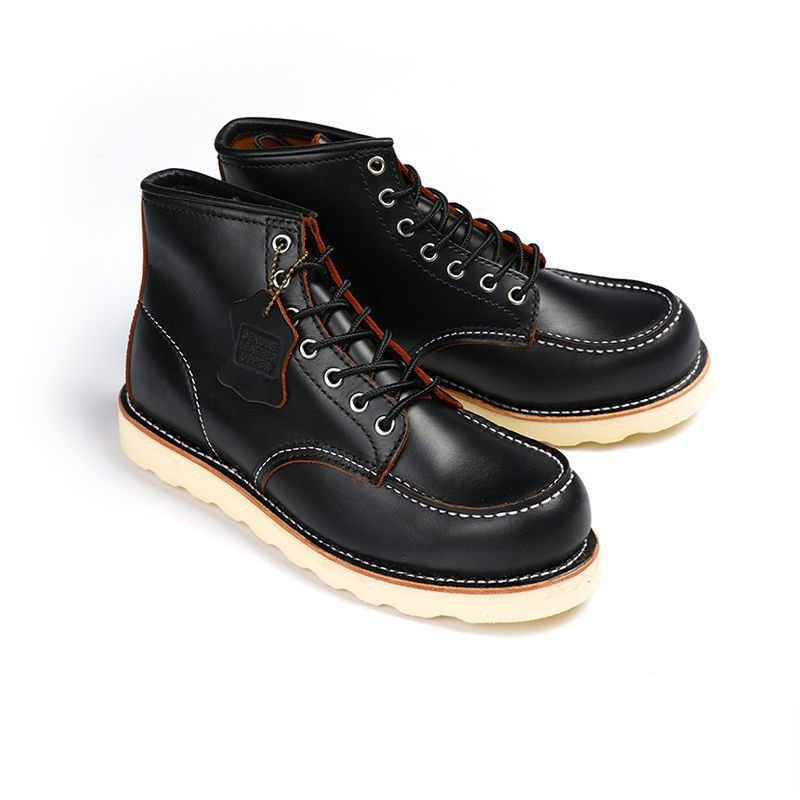 Second layer cowskin leather 8875 tooling boots leather goodyear welted motor retro paratrooper men's boots shoes