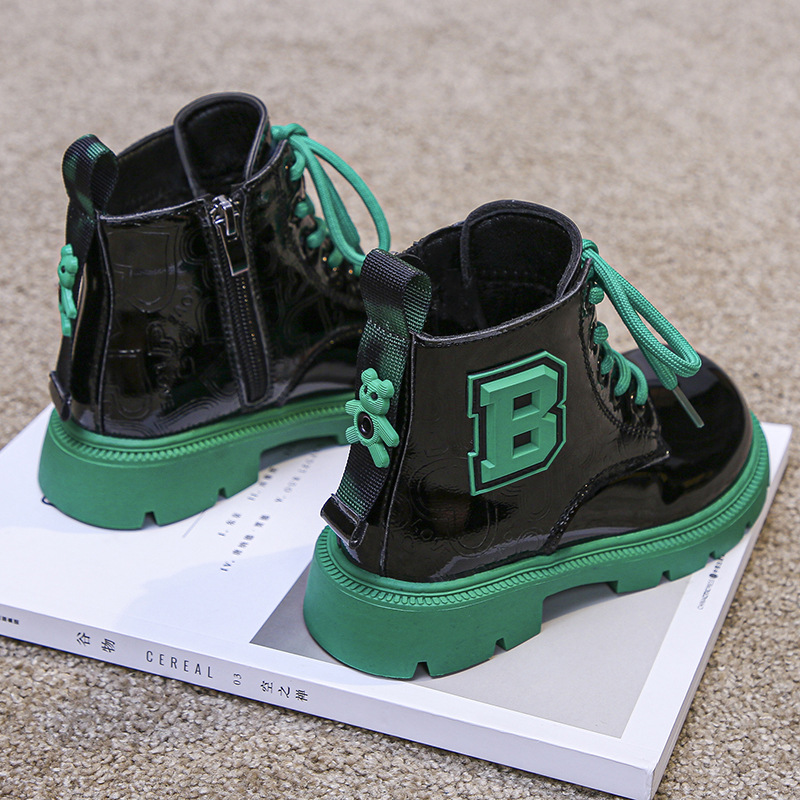 Waterproof Kids Boots Girls Casual Shoes Wholesale Patent Leather Ankle Boots Fashion Thickened Children Walking Boots