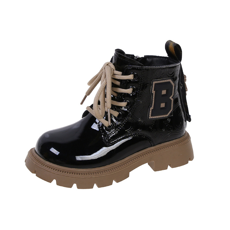 Waterproof Kids Boots Girls Casual Shoes Wholesale Patent Leather Ankle Boots Fashion Thickened Children Walking Boots