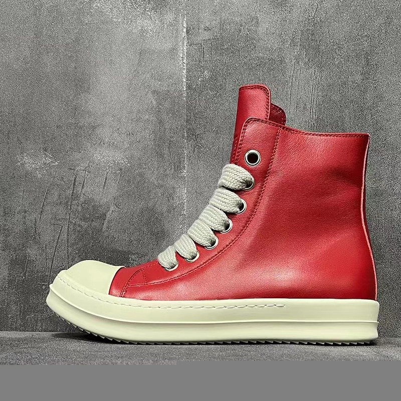 Top quality pink high top wide shoelace shoes genuine leather casual women walking style shoes boot shoes men